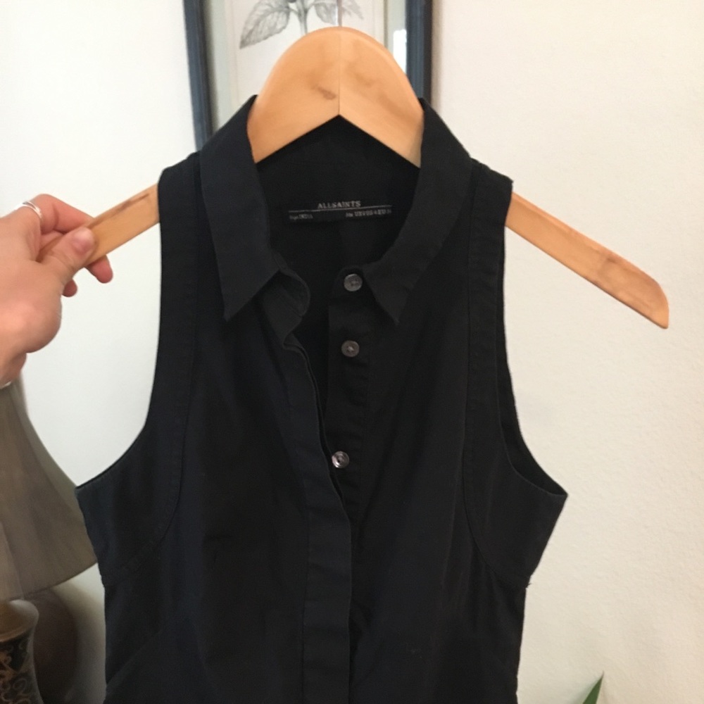 All saints black button up dress shirt